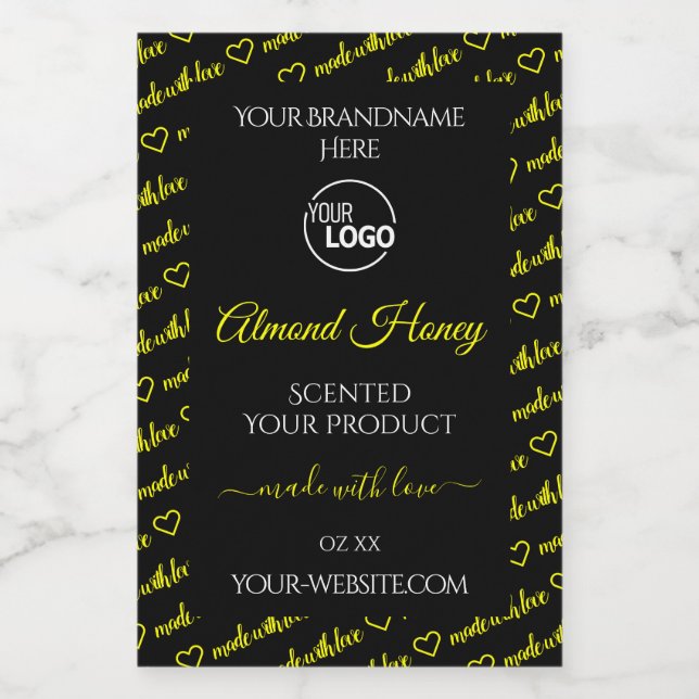 Black and Yellow Word Cloud Product Labels Logo (Single Label)