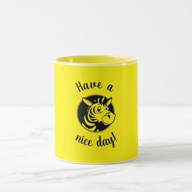 Black and yellow zebra "Have a nice day" Mug (Center)