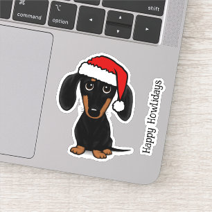 Black andTan Santa Dachshund Cute Dog Christmas