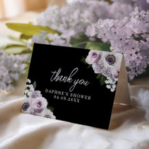 Black Anemone & Purple Floral Bridal Shower Folded