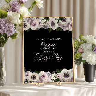 Black Anemone & Purple Floral Guess How Many Game Poster