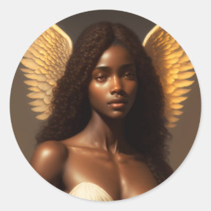 Black Angel Artwork - Ethereal Angelcore Aesthetic Classic Round Sticker