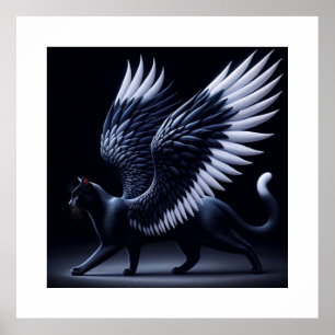 Black Angel Cat Cinematic Shot  Poster