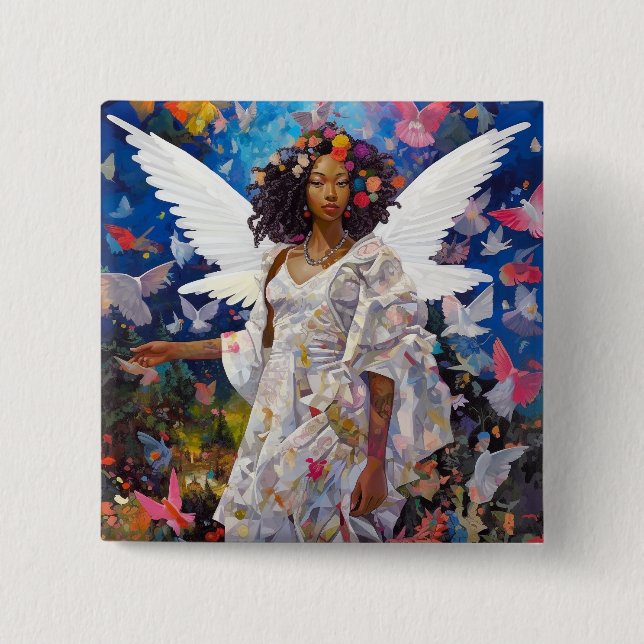 Black Angel Fantasy Art 15 Cm Square Badge (Front)