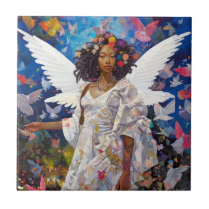 Black Angel Fantasy Art Tile