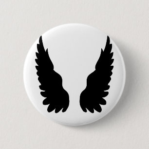 black angel wings 6 cm round badge