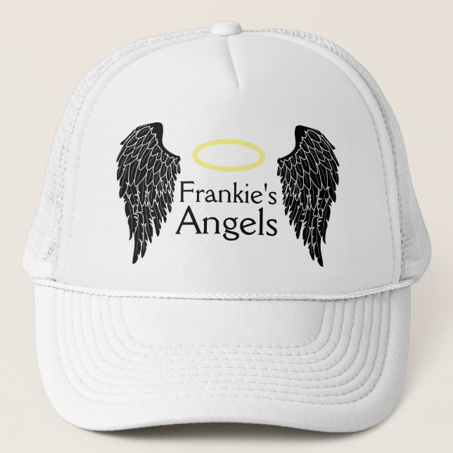 Black Angel Wings and Gold Halo Trucker Hat (Front)