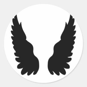 black angel wings classic round sticker