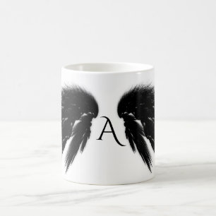 BLACK ANGEL WINGS Monogram Coffee Mug
