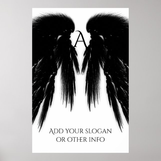 BLACK ANGEL WINGS Monogram Poster (Front)