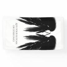 Black Angel Wings Monogram Vertical
