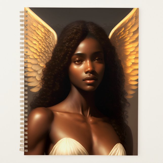 Black Angel Woman Angelcore Art Planner (Front)
