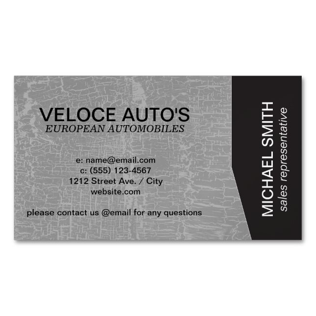 Black Angle / Grey Marbled Magnetic Business Card (Front)