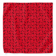 Black Angled Music Notes Pattern on Red