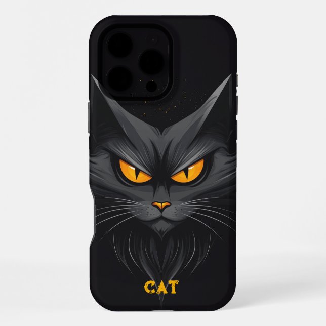 Black Angry Cat Personalised iPhone Case (Back)