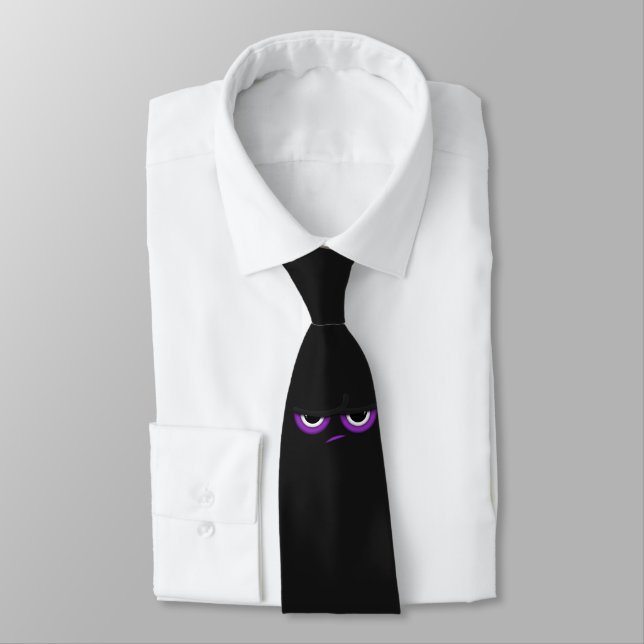 Black angry ninja emoji tie (Tied)