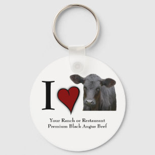 Black Angus Beef  - I love heart design Key Ring