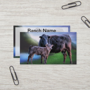 Black Angus Cow Calf Ranch Pasture Farm Art Business Card