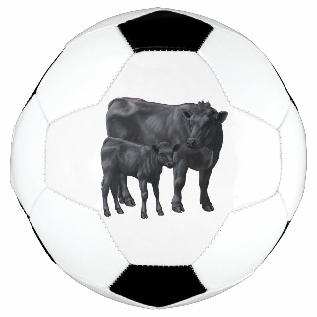 Black Angus Cow & Cute Calf Football (Front)