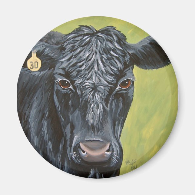 Black Angus Cow Magnet (Front)