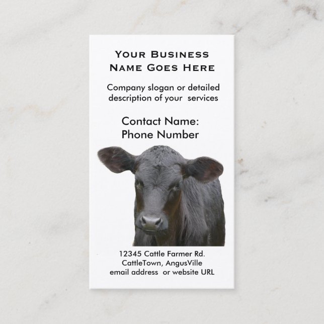 Black Angus Farm or Ranch Beef Producer Business Card (Front)