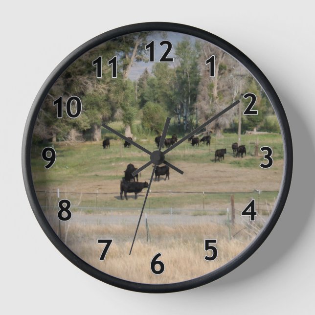Black Angus in the Pasture Clock (Front)