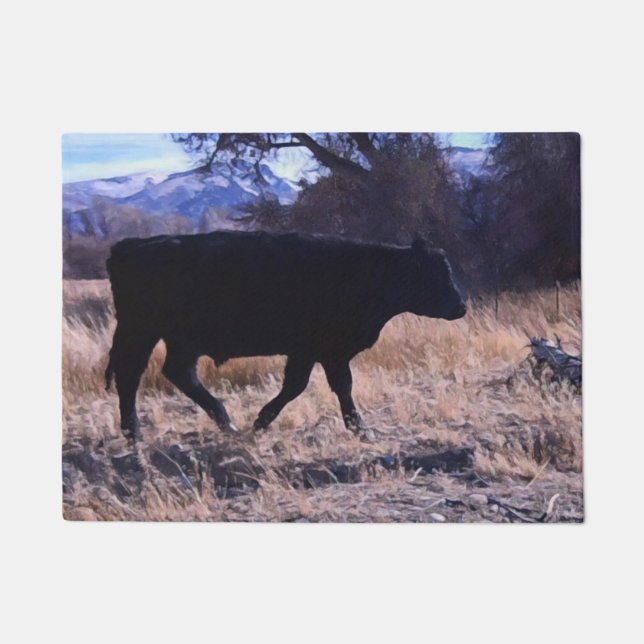 Black Angus Steer Doormat (Front)