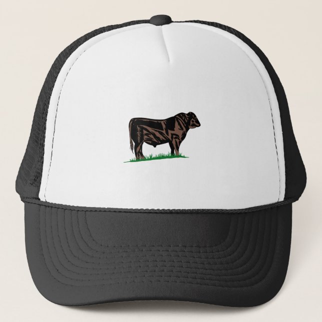 Black Angus Steer Trucker Hat (Front)