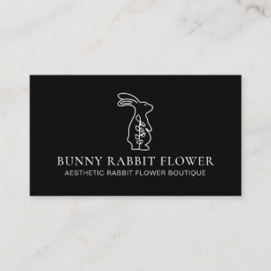 Black Animal Flower Rabbit Bunny Business Card