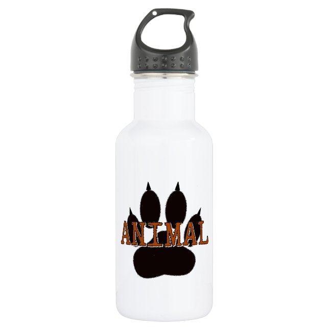Black Animal Paw Print 532 Ml Water Bottle (Front)