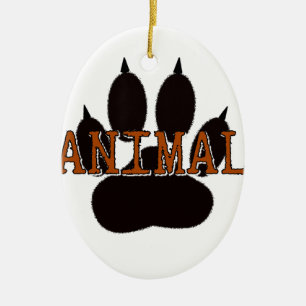 Black Animal Paw Print Ceramic Tree Decoration