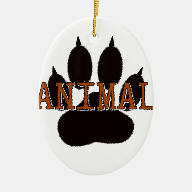 Black Animal Paw Print Ceramic Tree Decoration (Front)