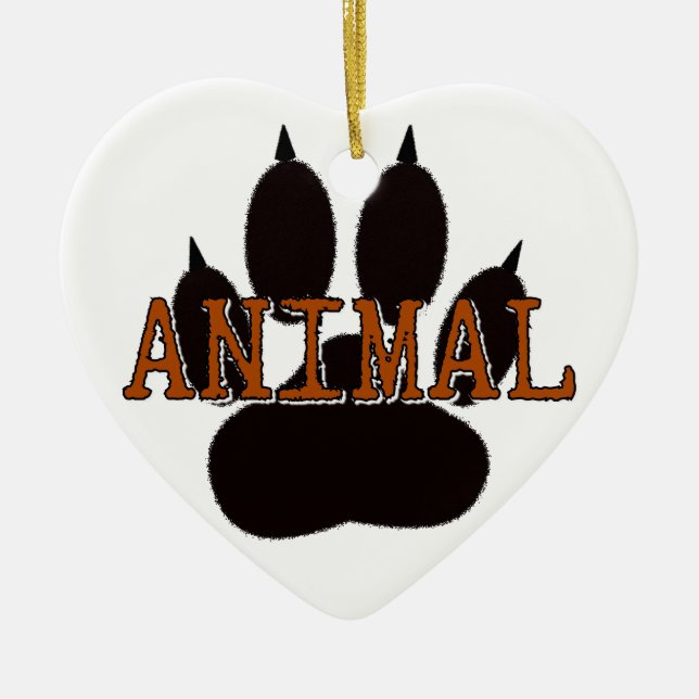 Black Animal Paw Print Ceramic Tree Decoration (Front)