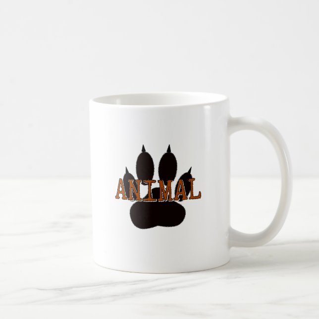 Black Animal Paw Print Coffee Mug (Right)