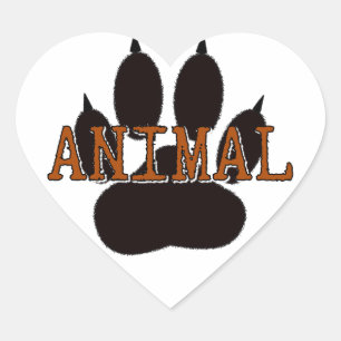 Black Animal Paw Print Heart Sticker