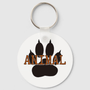 Black Animal Paw Print Key Ring