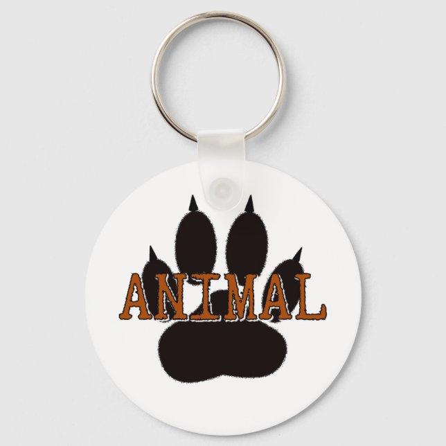Black Animal Paw Print Key Ring (Front)
