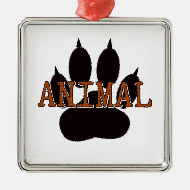 Black Animal Paw Print Metal Tree Decoration (Front)