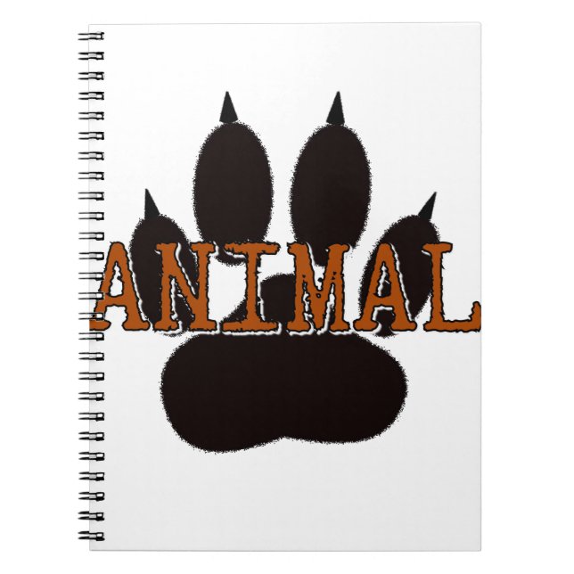 Black Animal Paw Print Notebook (Front)