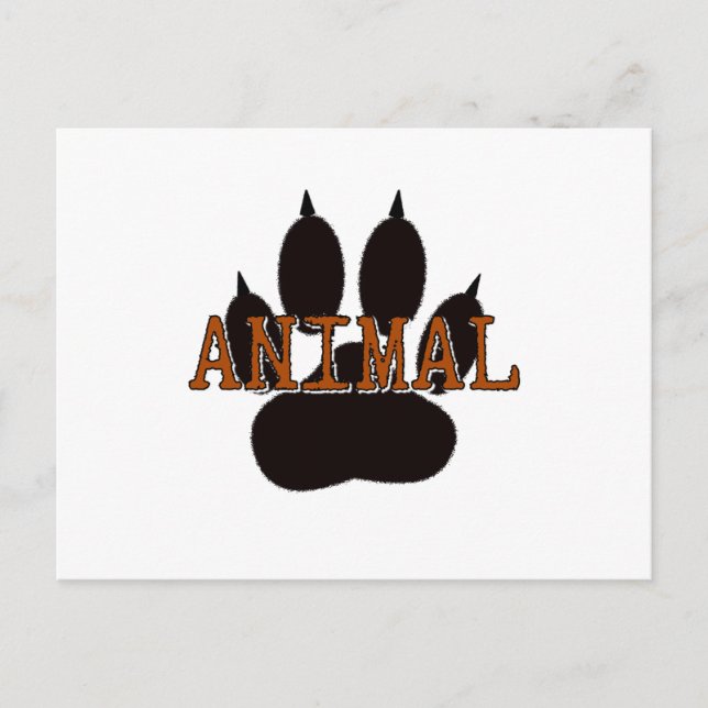 Black Animal Paw Print Postcard (Front)