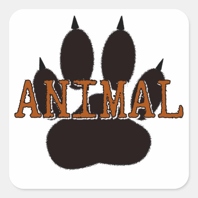 Black Animal Paw Print Square Sticker (Front)