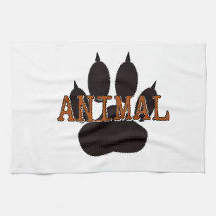 Black Animal Paw Print Tea Towel