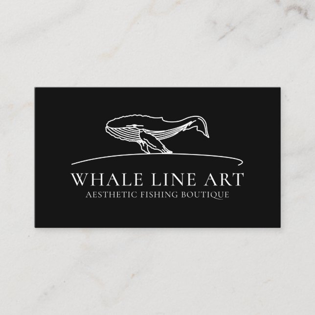 Black Animal Wild Nature Sea Fishing Whale Business Card (Front)