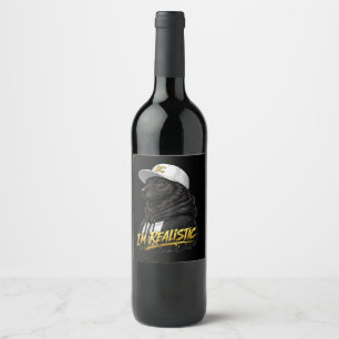Black Anime Dog Streetwear Art I'm Realistic Wine Label