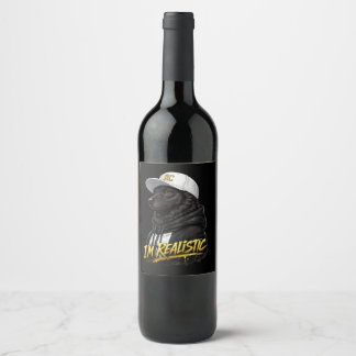 Black Anime Dog Streetwear Art | I'm Realistic Wine Label