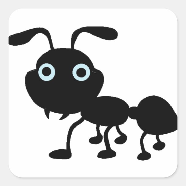 Black ant cartoon square sticker (Front)