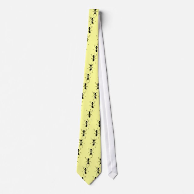 Black Ant Pattern Yellow Custom Tie (Front)