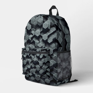 Black & Anthracite Grey Honeycomb Printed Backpack