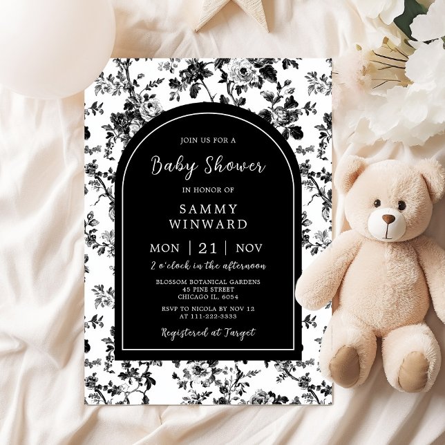 Black Antique Chinoiserie Baby Shower Invitation (Creator Uploaded)