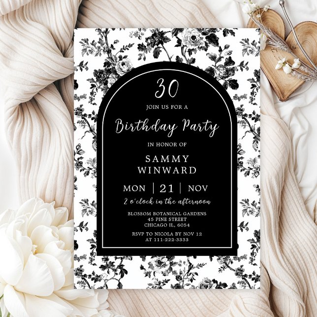 Black Antique Chinoiserie Birthday Party Invitation (Creator Uploaded)